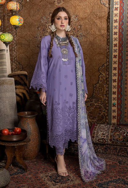 (Lavender) Chikenkari Lawn Ready to Wear 3 Pc Dress-Adan's Libas