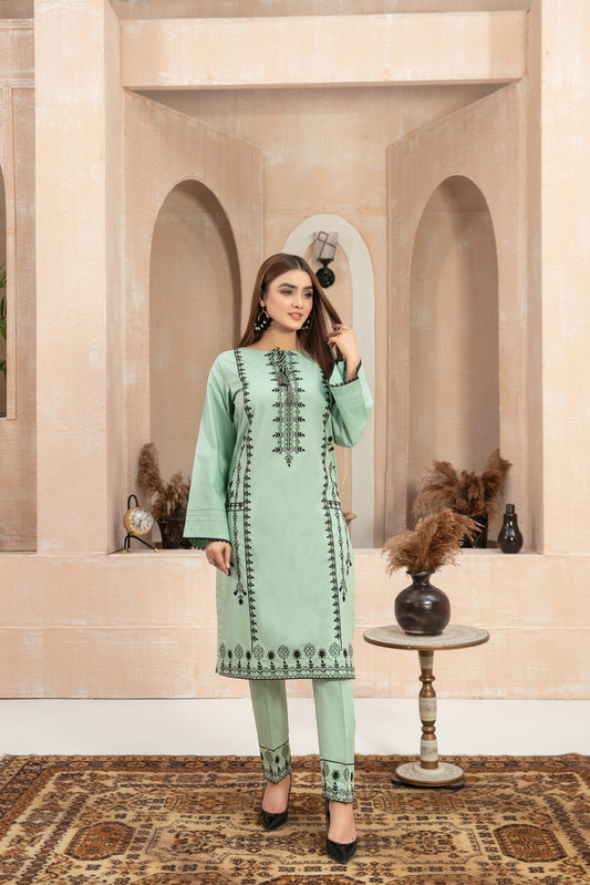 D-9048 2 Pc Embroidered Cotton Outfit - tawakkal