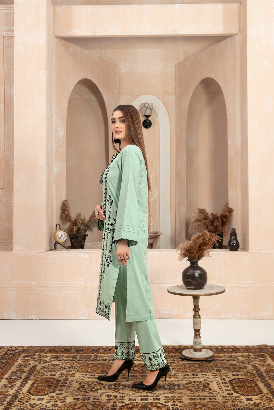 D-9048 2 Pc Embroidered Cotton Outfit - tawakkal