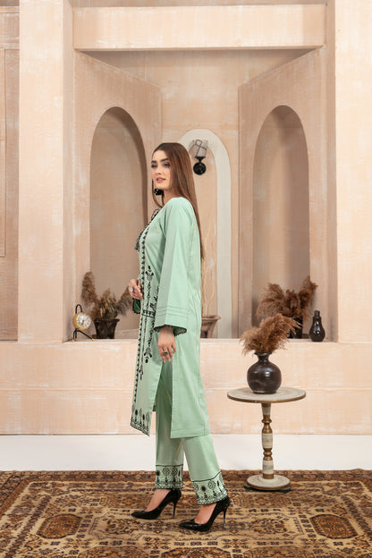 D-9048 2 Pc Embroidered Cotton Outfit - tawakkal