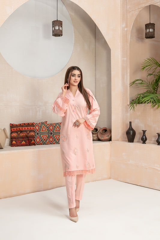 D-9045 2 Pc Embroidered Cotton Outfit - tawakkal