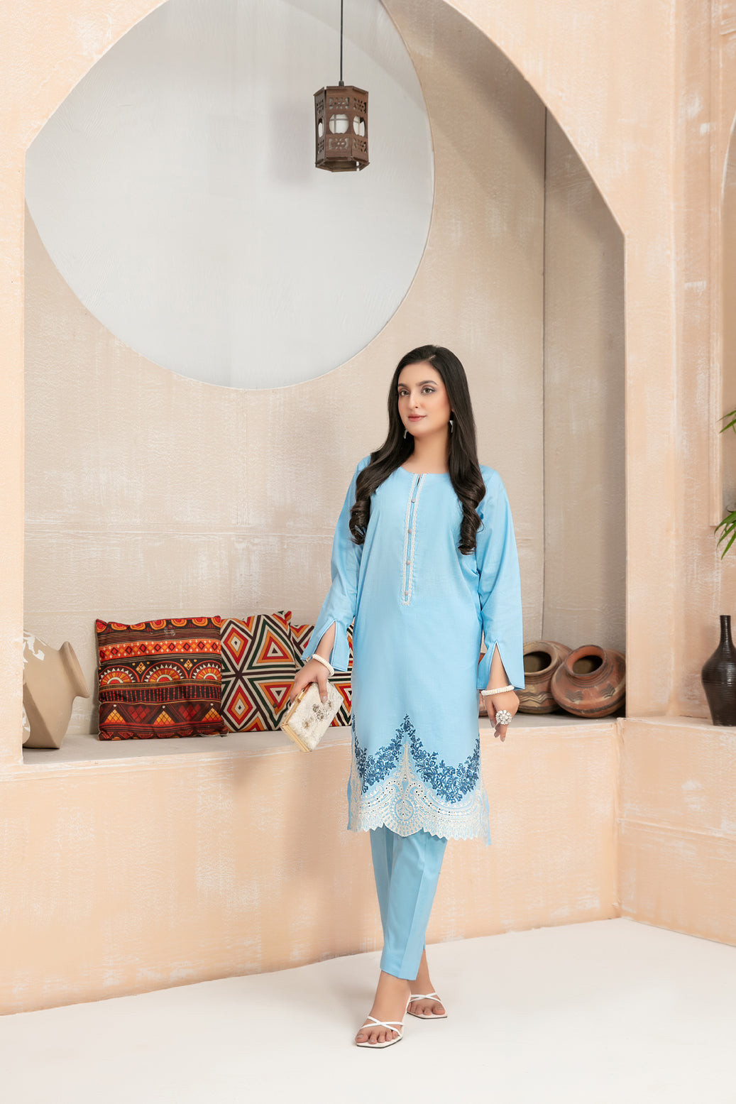 D-9043 2 Pc Embroidered Cotton Outfit - tawakkal