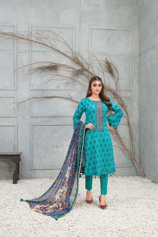 3 PIECE STITCHED EMBROIDERED DIGITAL PRINTED LAWN-TAWAKKAL