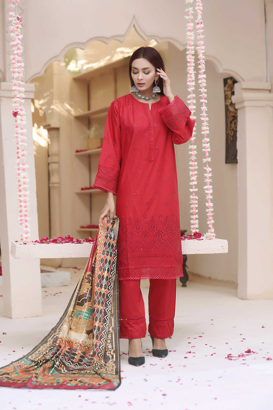 3 Piece Stitched Embroidered Chickenkari Lawn-ZAINAB FAZLANI