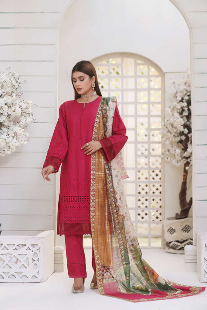 3 Piece Stitched Embroidered Chickenkari Lawn-ZAINAB FAZLANI