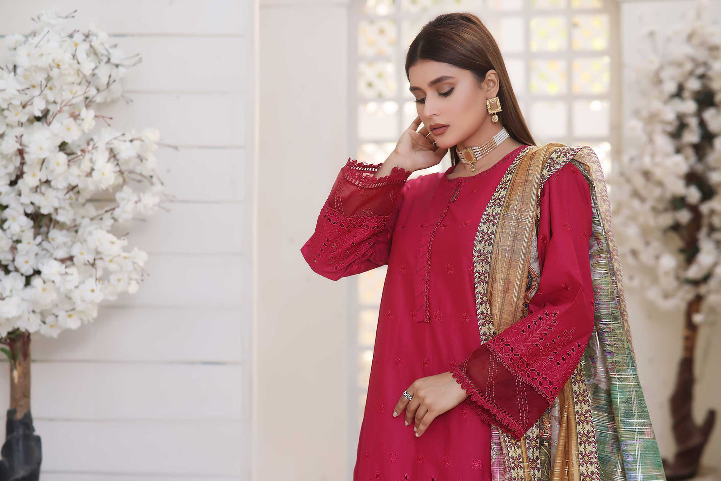 3 Piece Stitched Embroidered Chickenkari Lawn-ZAINAB FAZLANI