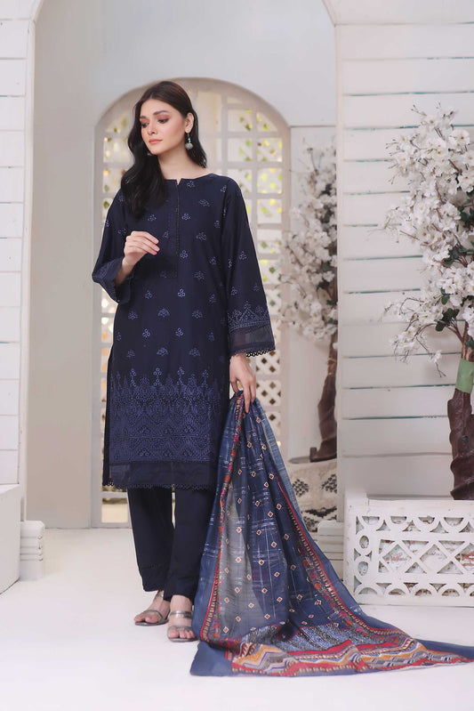 3 Piece Stitched Embroidered Chickenkari Lawn-ZAINAB FAZLANI