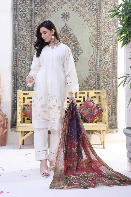 3 Piece Stitched Embroidered Chickenkari Lawn-ZAINAB FAZLANI