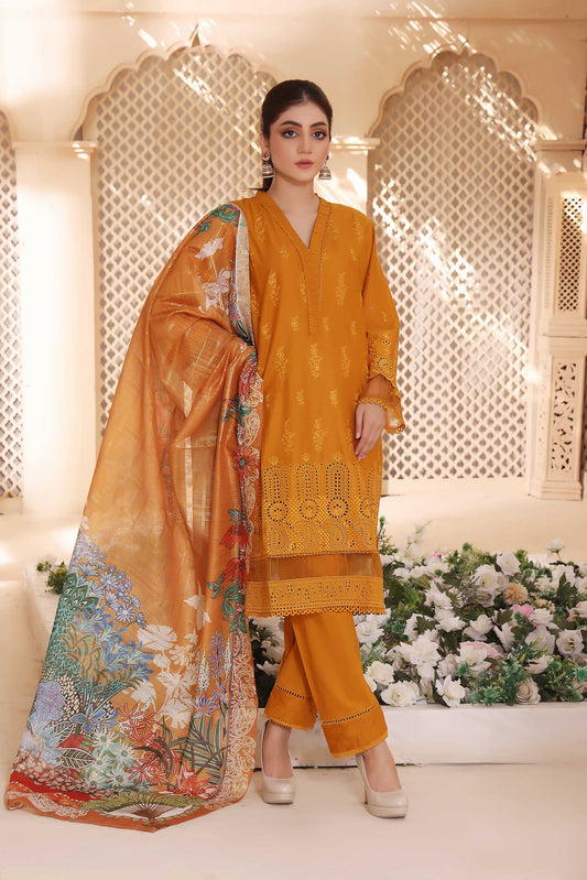 3 Piece Stitched Embroidered Chickenkari Lawn-ZAINAB FAZLANI