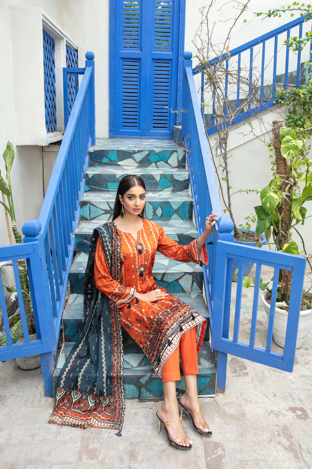 3 Piece Embroidered Digital Printed Lawn Dress-Tawakkal