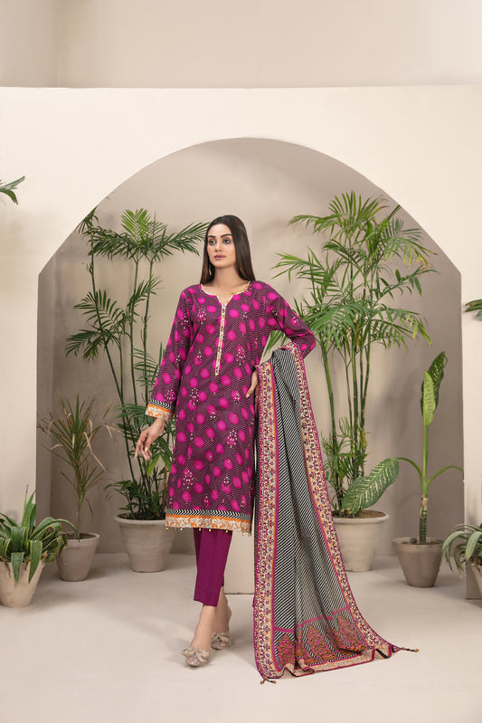 3 PIECE STITCHED EMBROIDERED DIGITAL PRINTED LAWN-TAWAKKAL