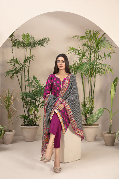 3 PIECE STITCHED EMBROIDERED DIGITAL PRINTED LAWN-TAWAKKAL