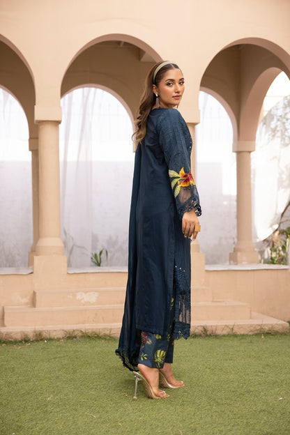 Blue 3 Pc Embroidered Lawn Collection- Simrans