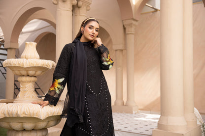 Black 3 Pc Embroidered Lawn Collection- Simrans