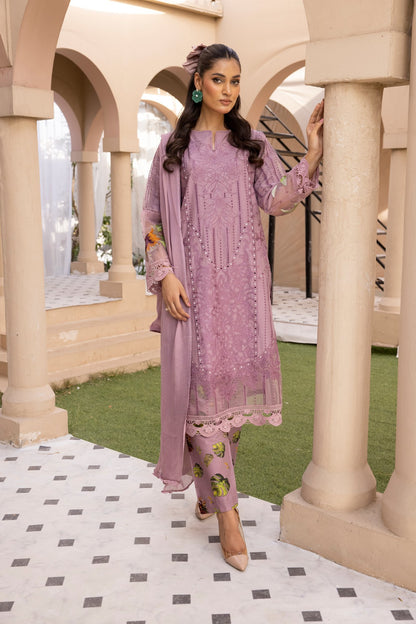 Mauve 3 Pc Embroidered Lawn Collection- Simrans