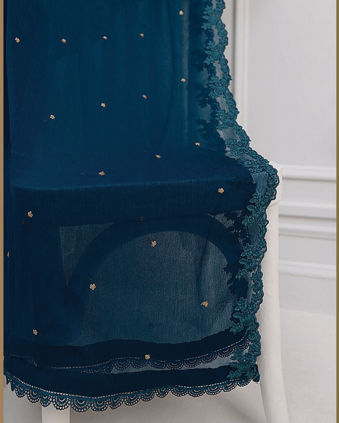 AZURE Blue 3 Pc Chiffon Embroidered Collection : Aquatic Dream