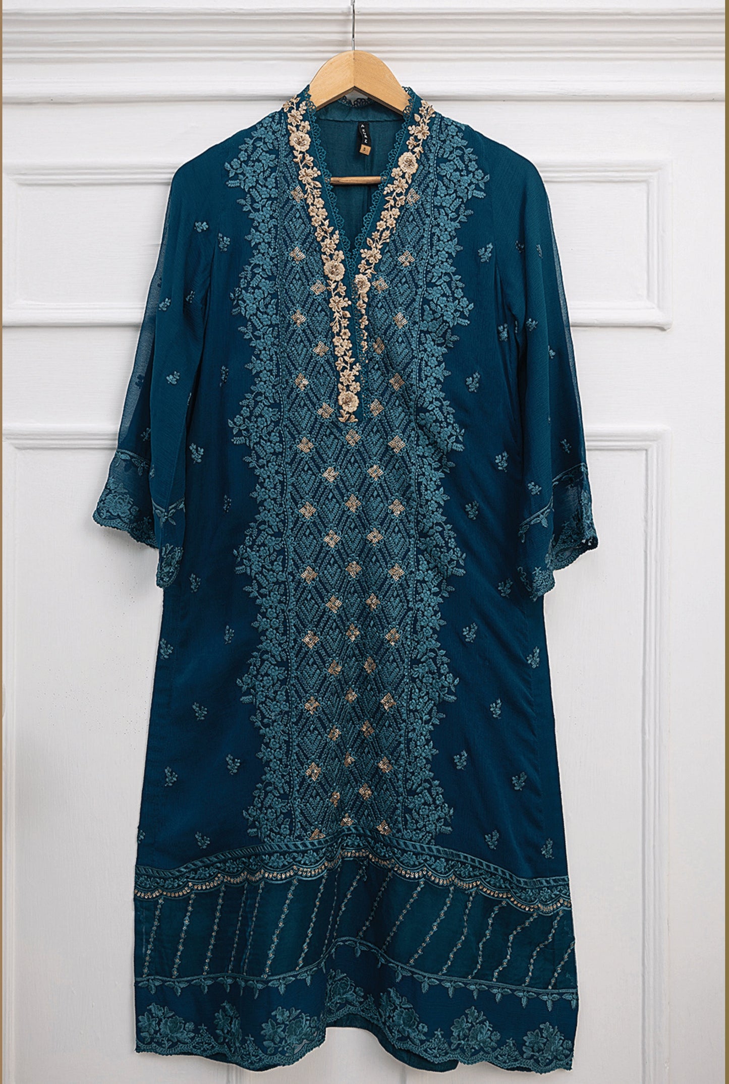 AZURE Blue 3 Pc Chiffon Embroidered Collection : Aquatic Dream