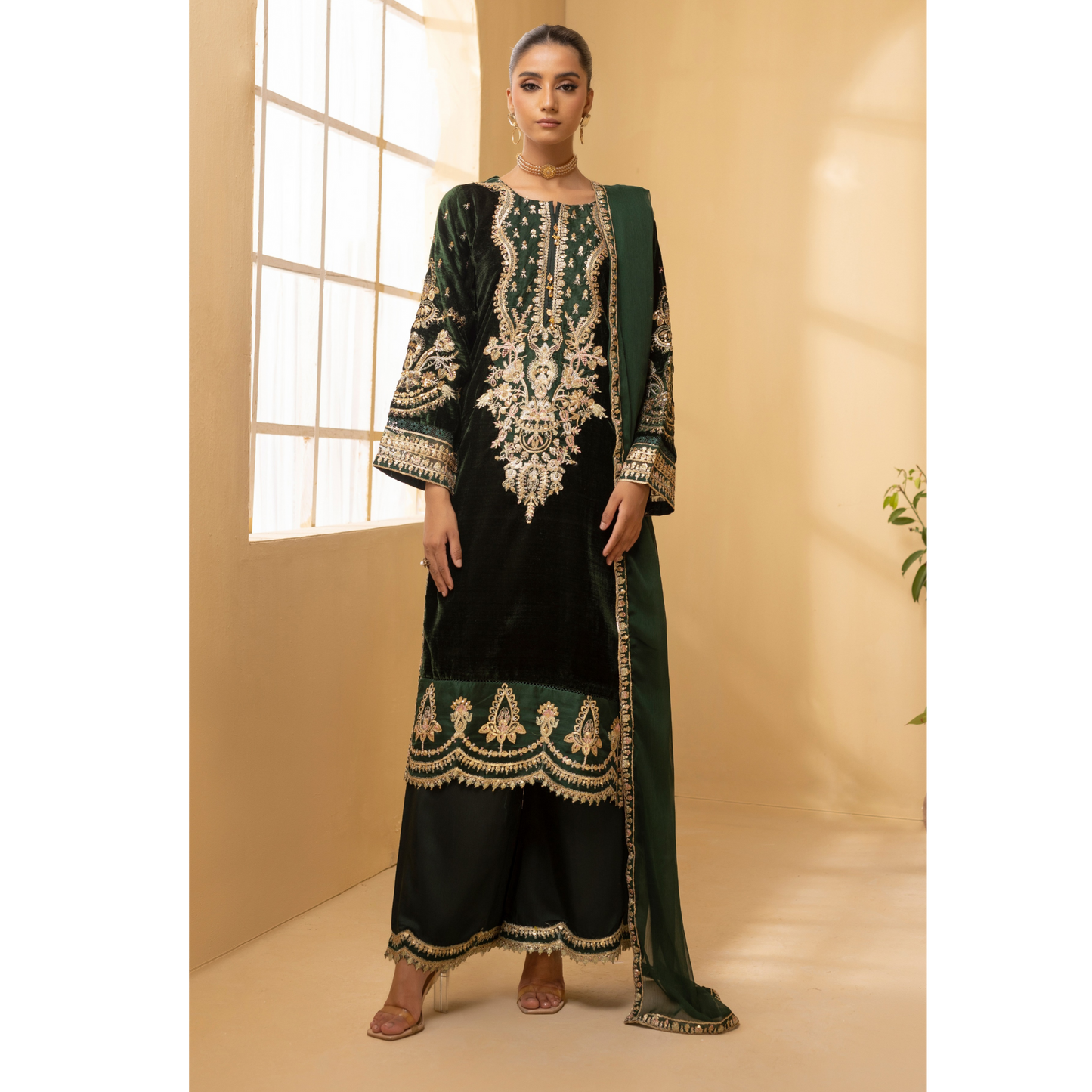 Luxury Velvet Ready to Wear Embroidered Collection by Simrans