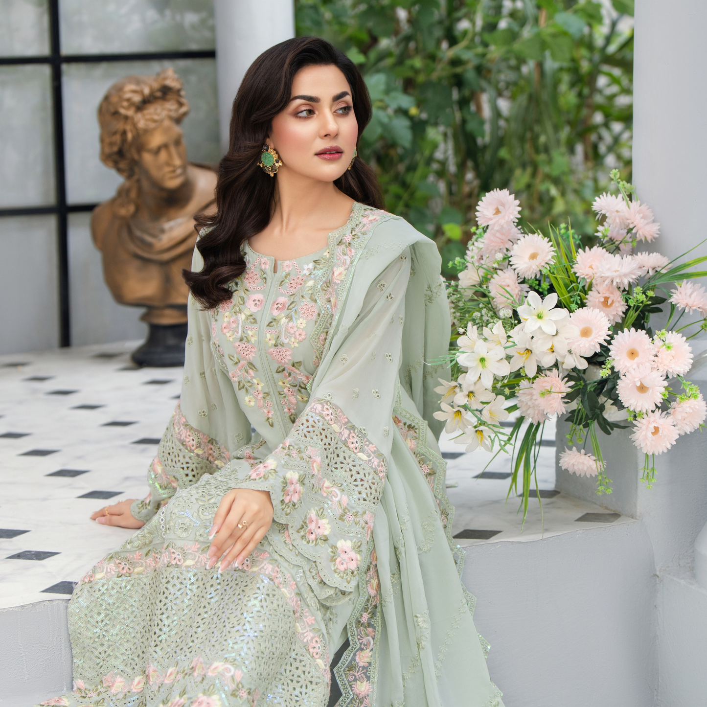 3 Piece Luxury Chiffon Ready to Wear Collection | karma Collection UMKC0904