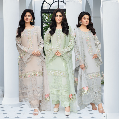 3 Piece Luxury Chiffon Ready to Wear Collection | karma Collection UMKC0905