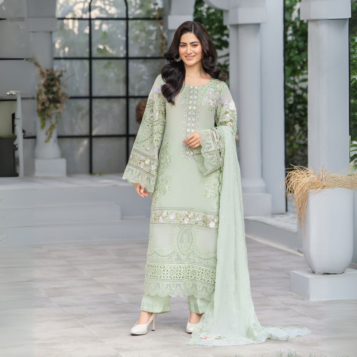 3 Piece Luxury Chiffon Ready to Wear Collection | karma Collection UMKC0905