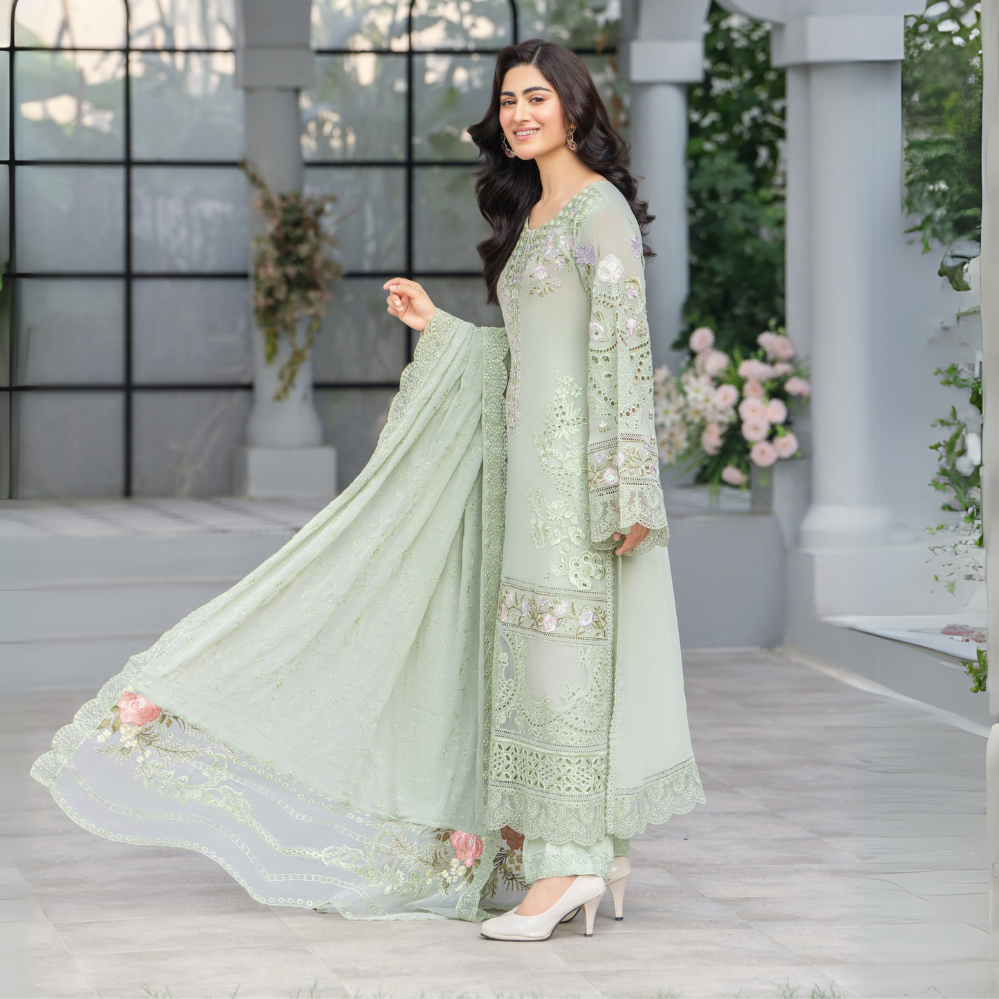 3 Piece Luxury Chiffon Ready to Wear Collection | karma Collection UMKC0905