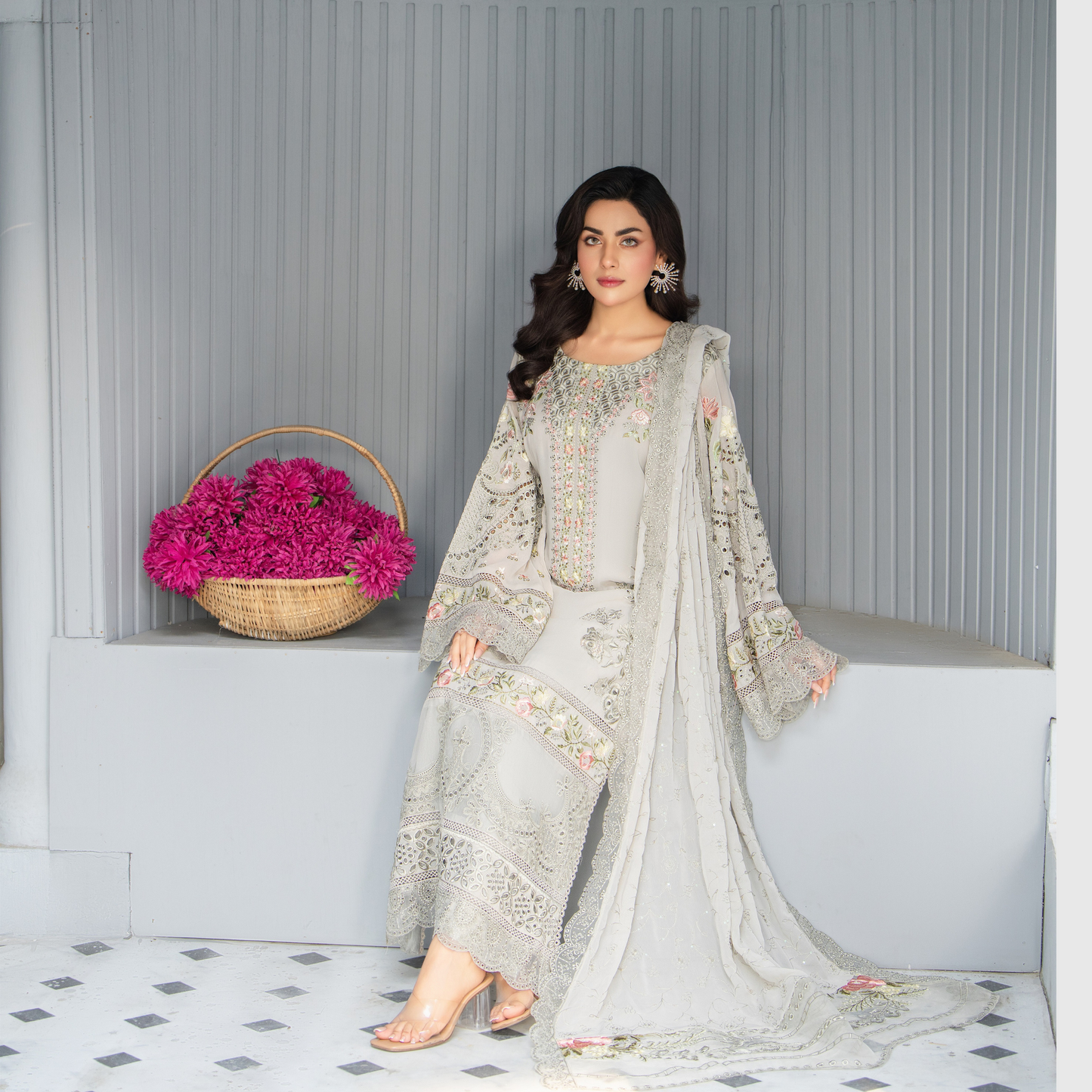 3 Piece Luxury Chiffon Ready to Wear Collection | karma Collection UMKC0905