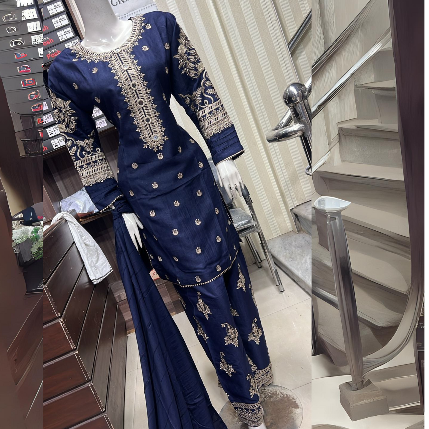 Embroidered Dhanak Dress with Pashmina Shawl | Ready to Wear Winter Collection