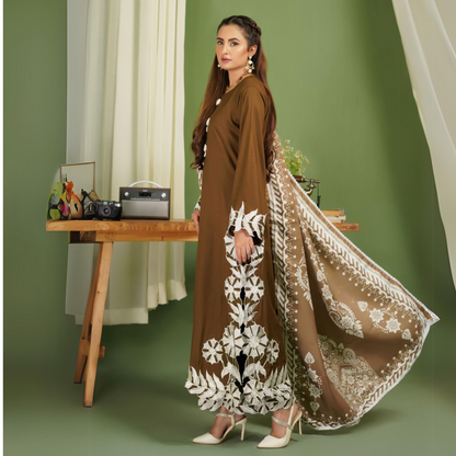 3 Pc Winter Linen Collection with Wool Shawl | Winter Collection | SIMRANS