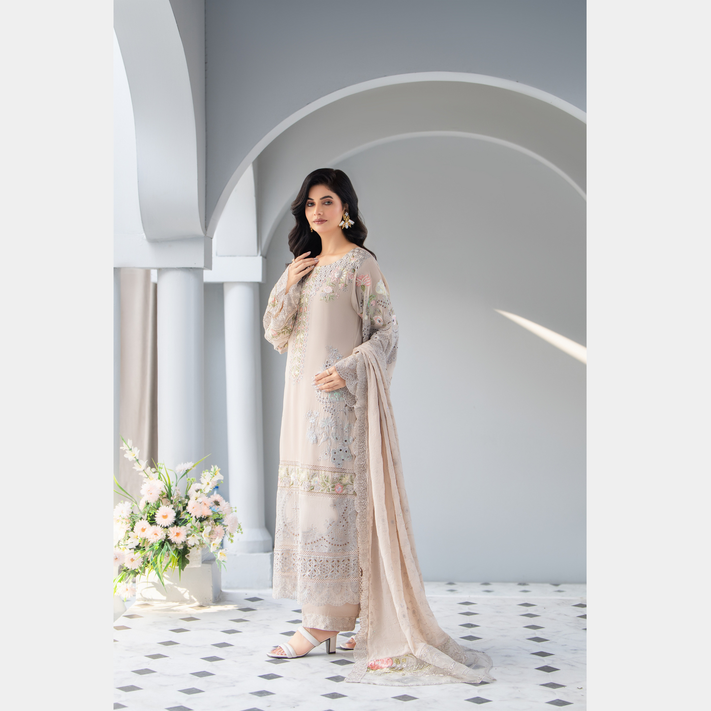 3 Piece Luxury Chiffon Ready to Wear Collection | karma Collection UMKC0905