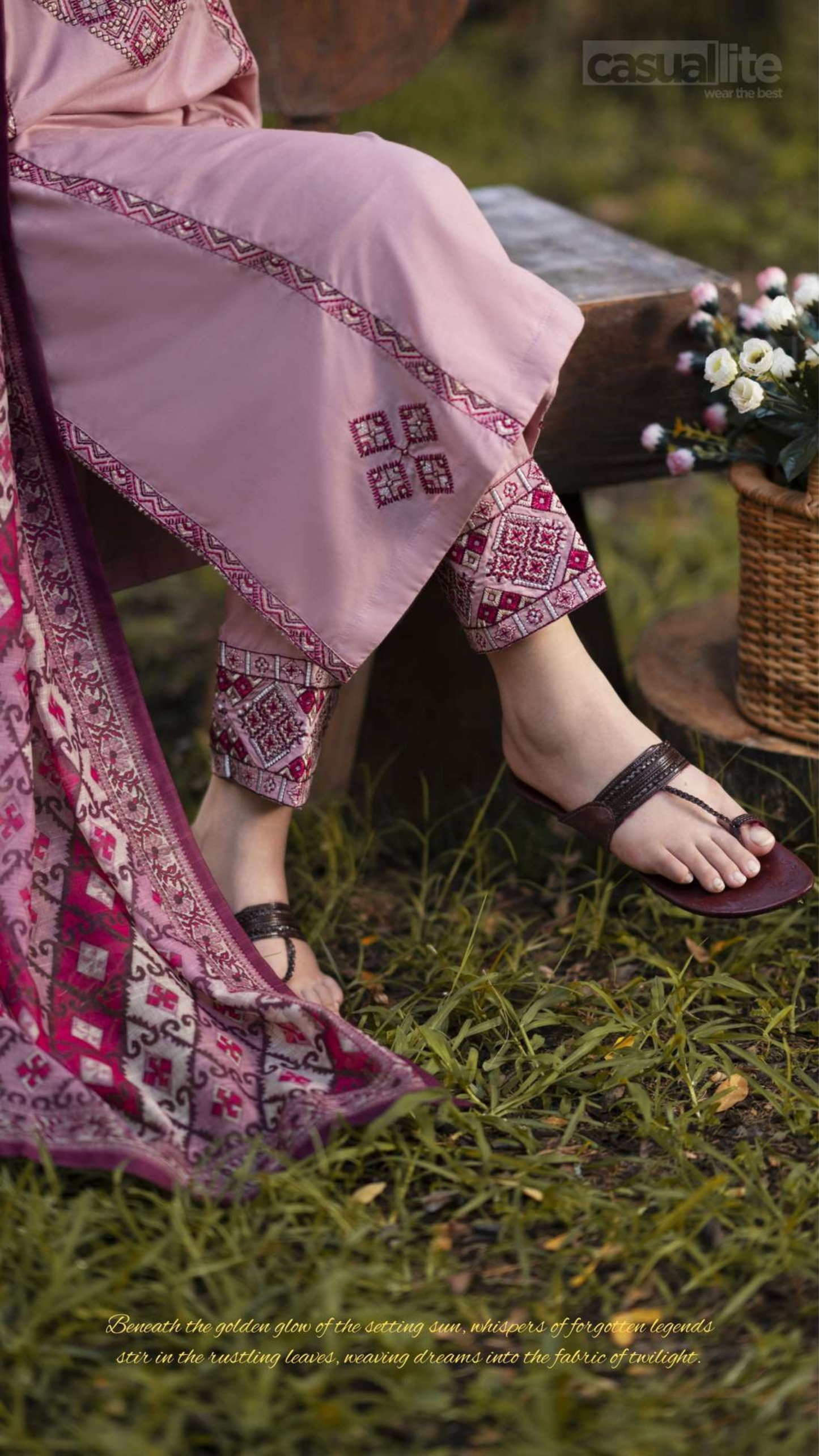 Pink | Embroidered Linen | 3 Pc | Ready to Wear | Casuallite