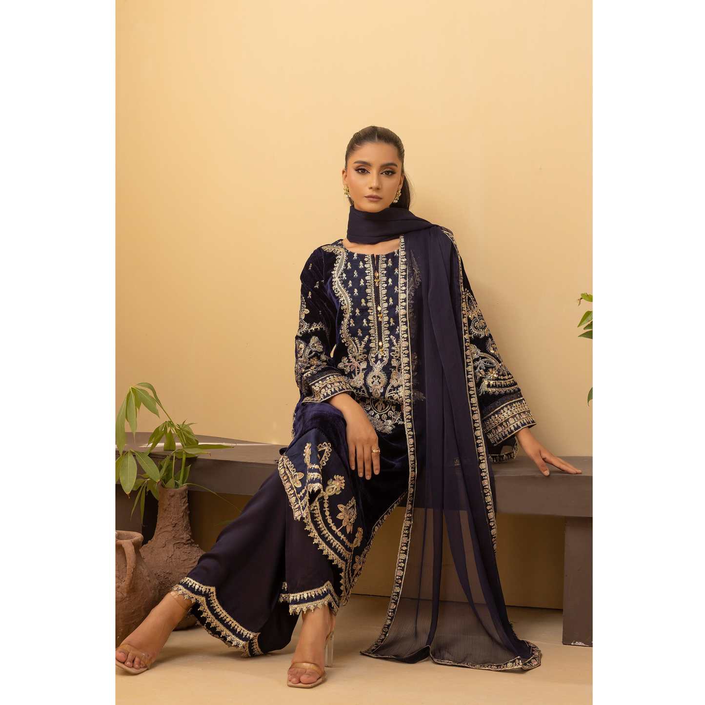 Luxury Velvet Ready to Wear Embroidered Collection by Simrans