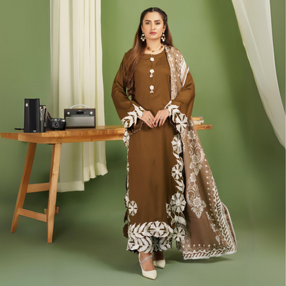 3 Pc Winter Linen Collection with Wool Shawl | Winter Collection | SIMRANS