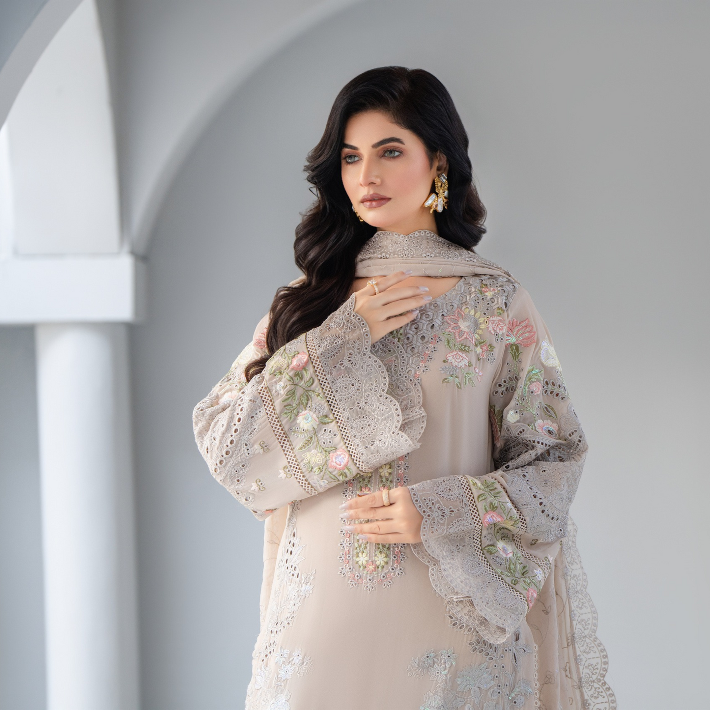 3 Piece Luxury Chiffon Ready to Wear Collection | karma Collection UMKC0905