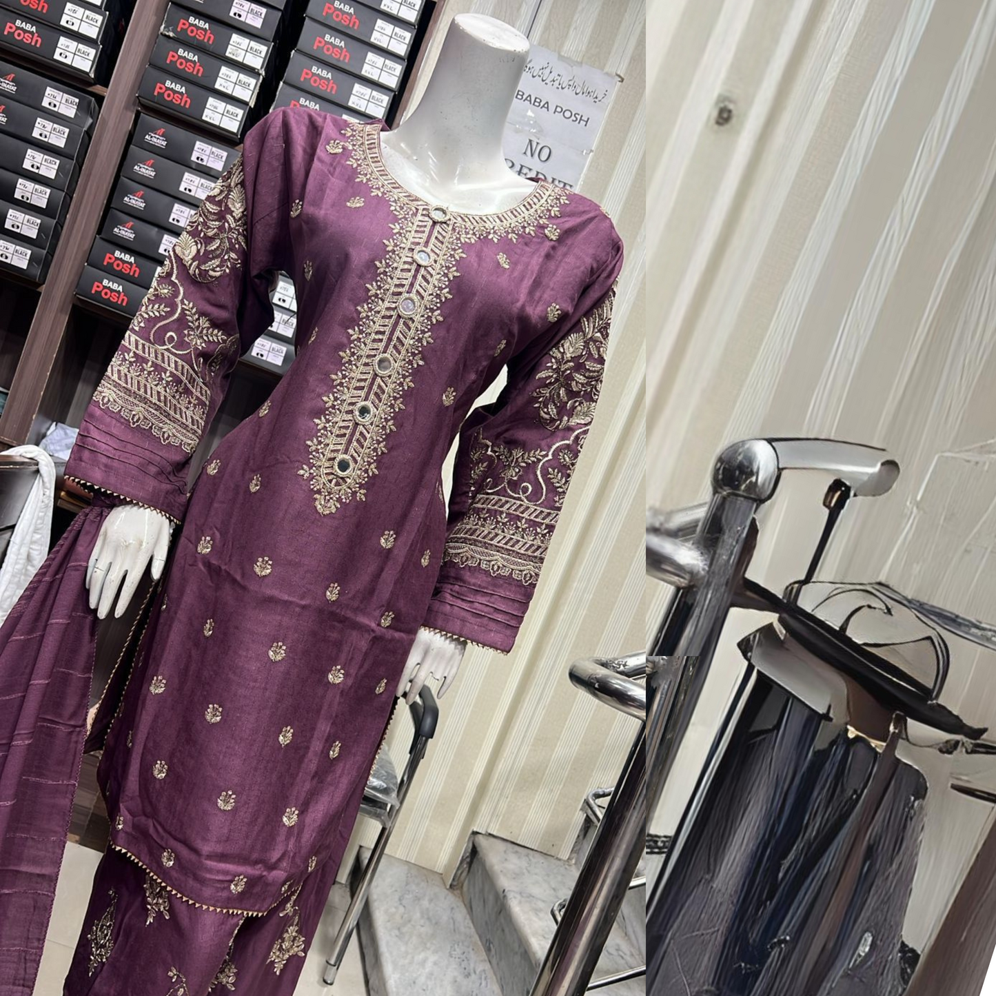 Embroidered Dhanak Dress with Pashmina Shawl | Ready to Wear Winter Collection