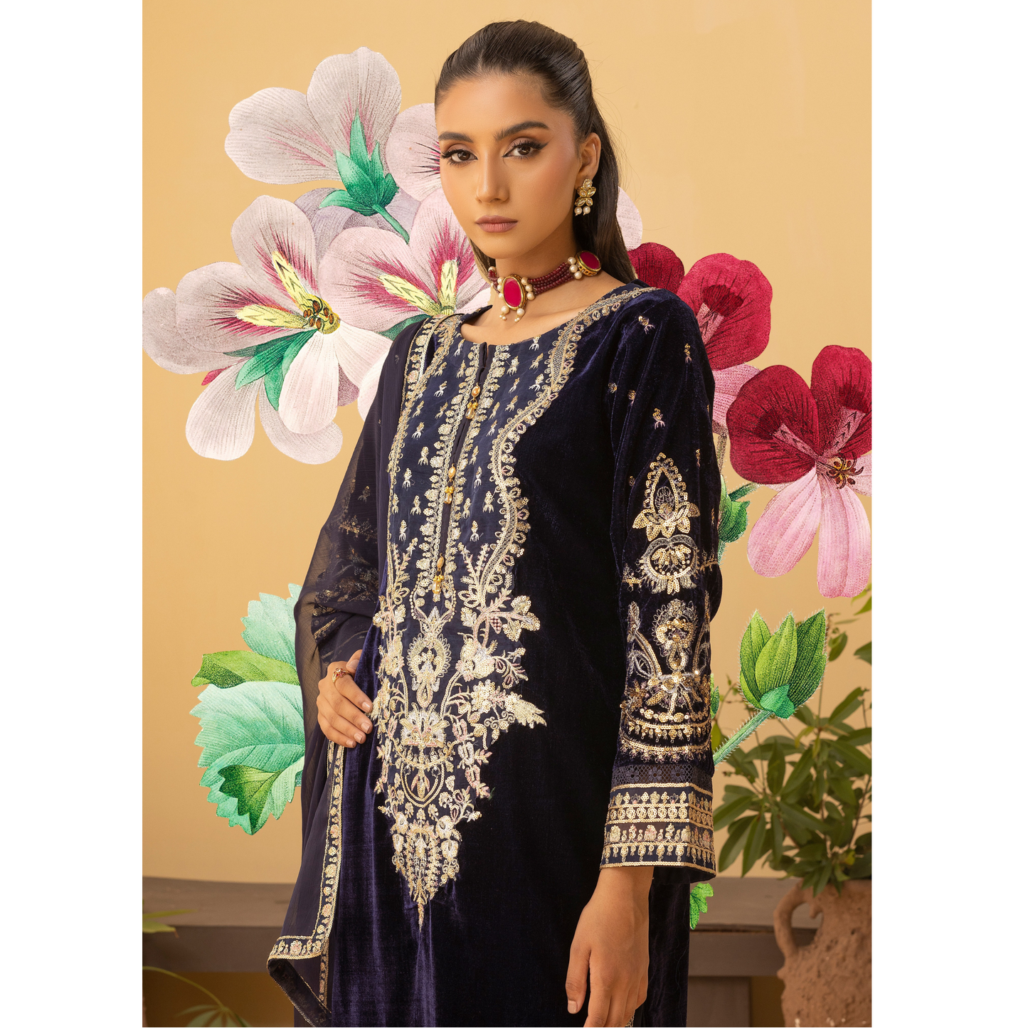 Luxury Velvet Ready to Wear Embroidered Collection by Simrans