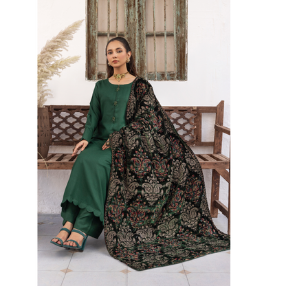 Dhanak Dress Heavily Embroidered Shawl  3 Pc Ready-to-wear by SIMRANS