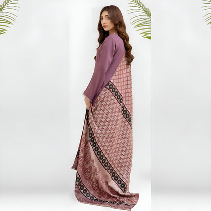 (Dull Purple) 3 Pc Dhanak Dress with Kashmiri Wool Shawl | Winter Collection | Rangz | UMRGZ3406