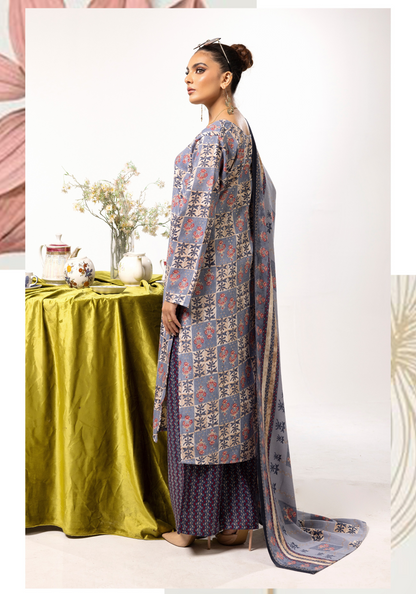 Wisteria Purple Printed Linen Salwar Kameez & Dupatta | 3 Pc | Ready-to-wear | Simrans