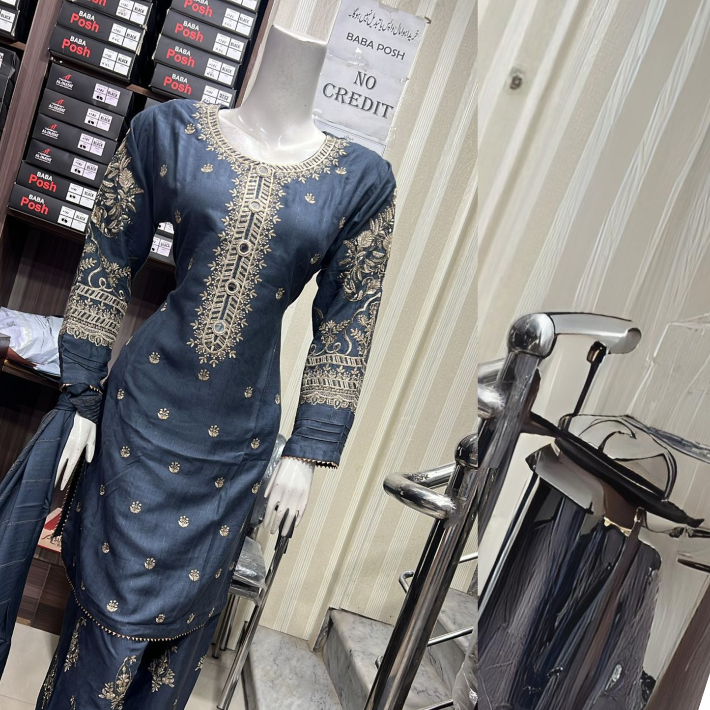 Embroidered Dhanak Dress with Pashmina Shawl | Ready to Wear Winter Collection