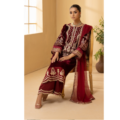 Luxury Velvet Ready to Wear Embroidered Collection by Simrans