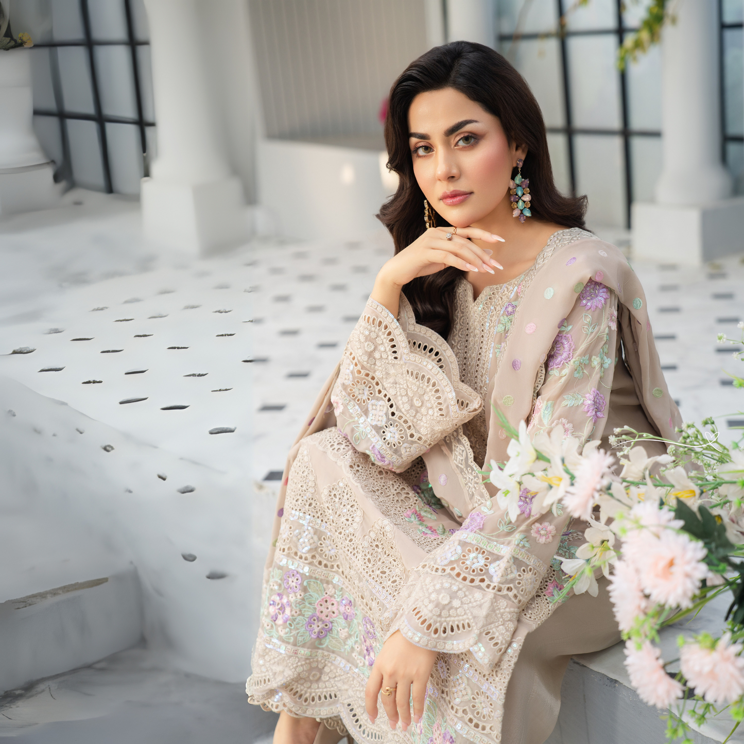 3 Piece Luxury Chiffon Ready to Wear Collection | karma Collection UMKC0901