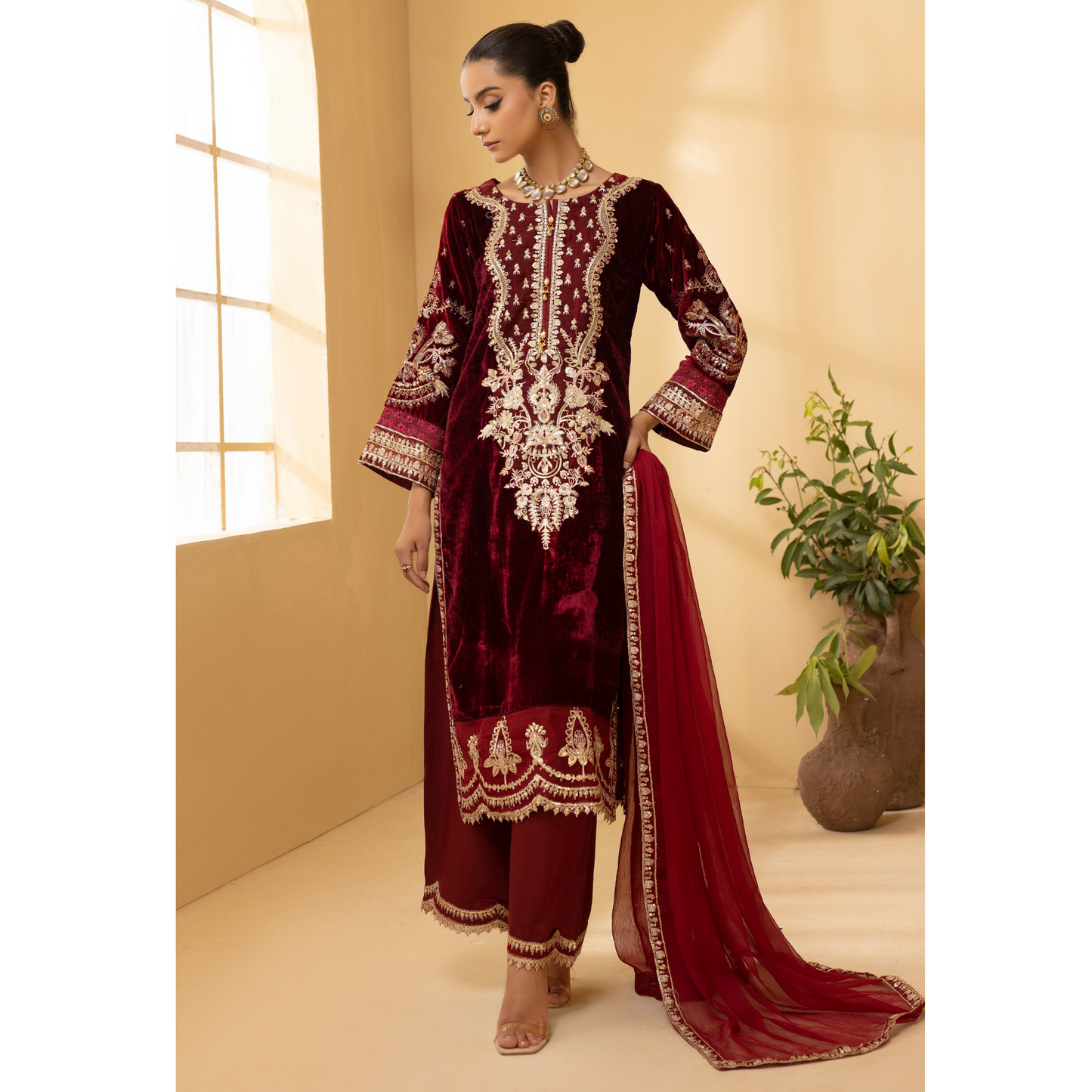 Luxury Velvet Ready to Wear Embroidered Collection by Simrans