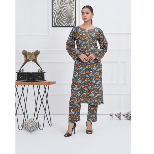 Multi 2 Pc floral Printed Khaddar Pakistani Co-Ords Set | Ready to wear| Hayats