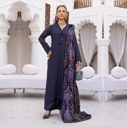 Dhanak Dress Heavily Embroidered Shawl  3 Pc Ready-to-wear by SIMRANS