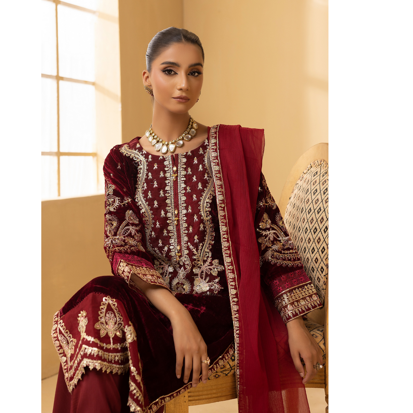 Luxury Velvet Ready to Wear Embroidered Collection by Simrans