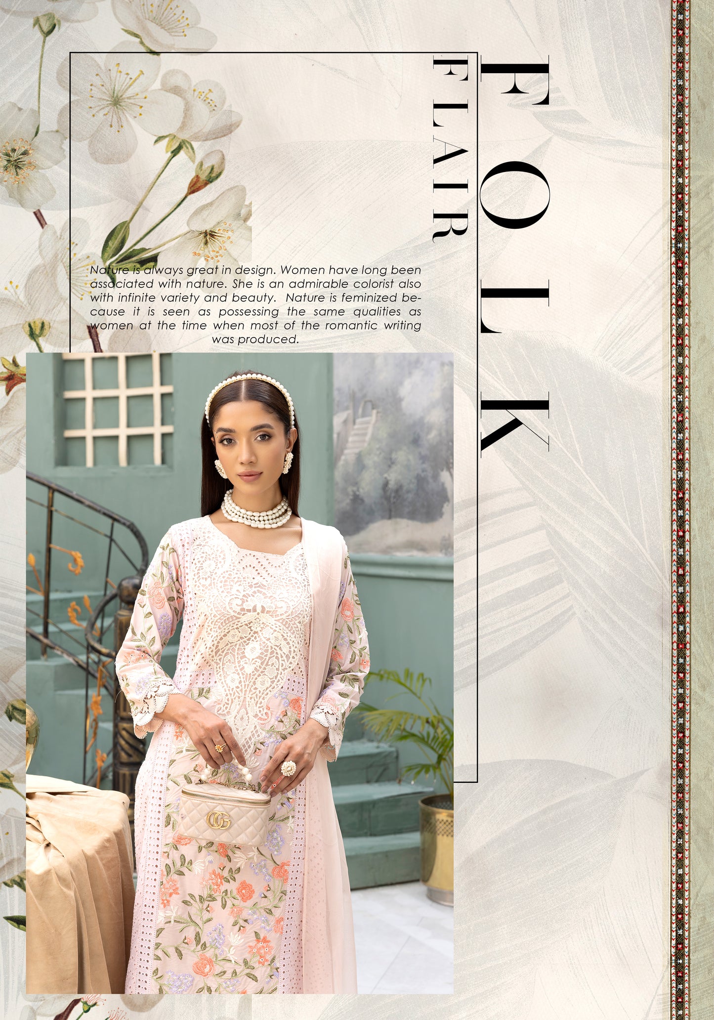 (Pale Peach ) Embroidered Linen with Chiffon Duppatta - Simrans