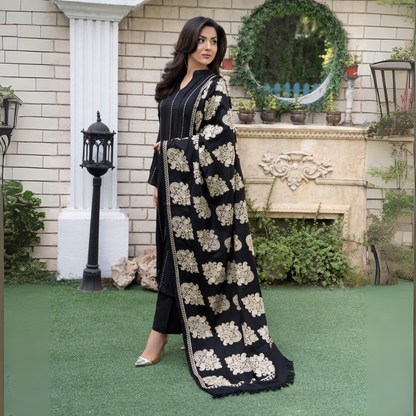 3 Pc Dhanak Dress with Embroidered Shawl | Winter Collection | Raniya.h | UMRAH0801