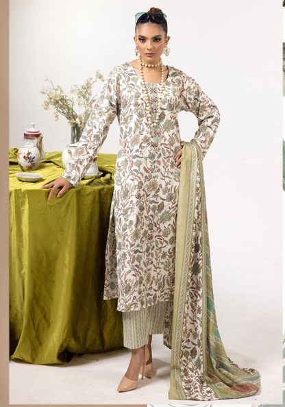 Multi | Printed Linen Salwar Kameez & Dupatta | 3 Pc | Ready-to-wear | Simrans