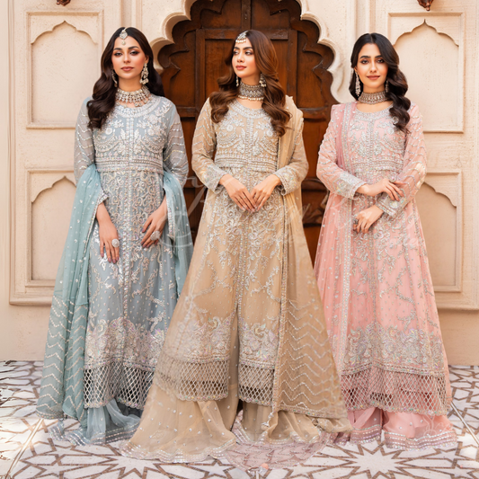 Luxury Embroidered Chiffon Party wear dress  | Wedding Collection | karma Collection | UMKC01201